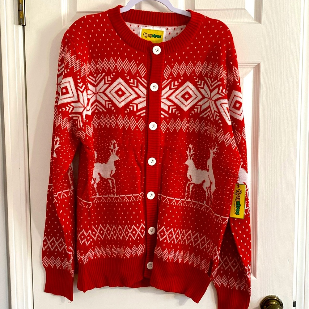 Tipsy Elves red reindeer cardigan - men’s XL - NWT